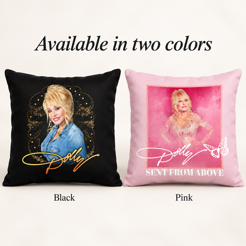 Dolly Parton Portrait Throw Pillow — Black or Pink