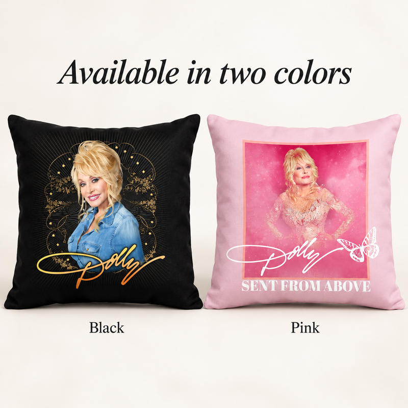 Dolly Parton Portrait Throw Pillow — Black or Pink